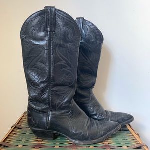 Black Leather Cowboy Boots